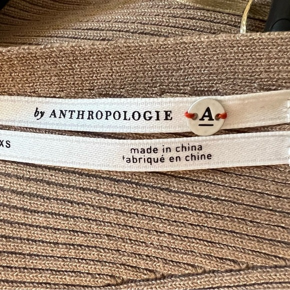 Anthropologie Knit Mock Turtle Neck Midi Tan Cedar Sweater Dress Size XS - Picture 12 of 12